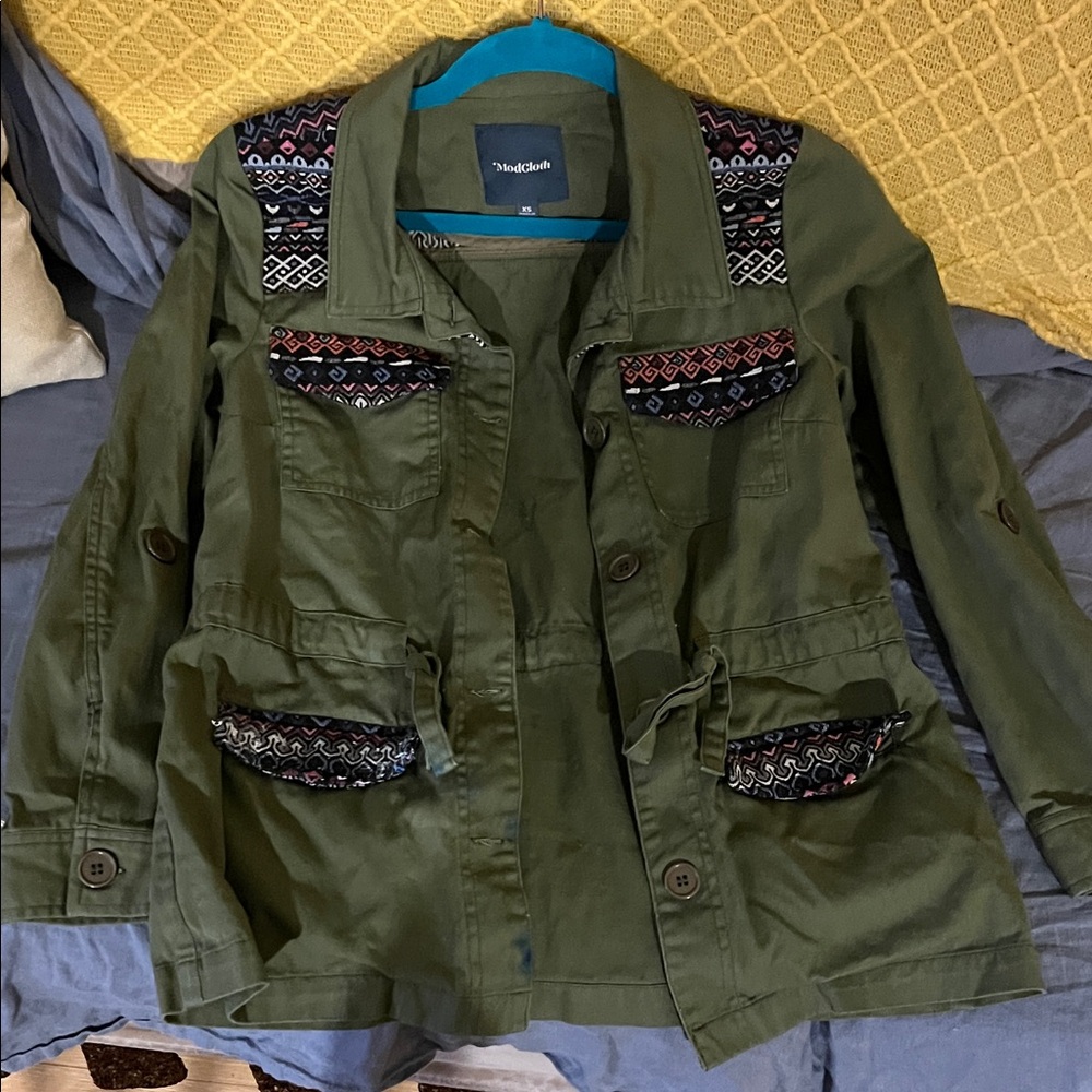 Modcloth Utility Jacket with Embroidered Details